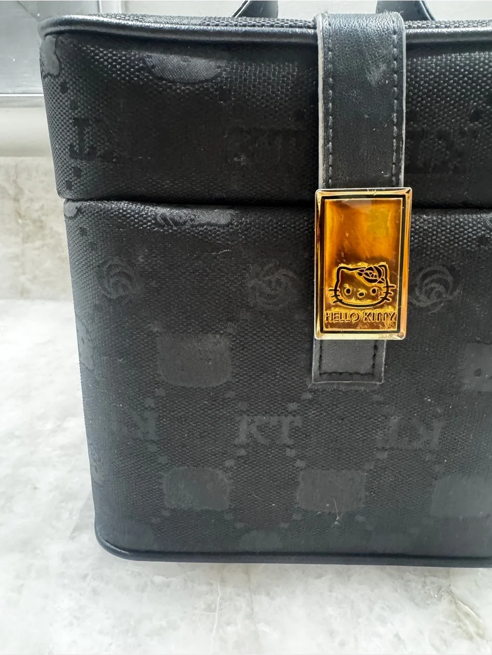 Sanrio Black Hello Kitty Structured Cosmetic Case with Top Handle (Rare)
